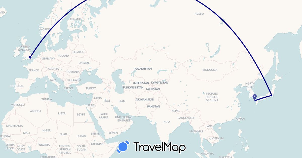 TravelMap itinerary: driving in United Kingdom, Japan (Asia, Europe)